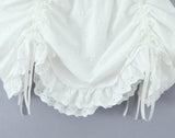 Foridol White Cotton Summer Women's Dress 2025 Off Shoulder Strapless Mini Beach Dress Casual Flower Embroidery Drawstring Dress