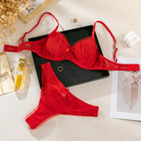 2Pcs Bra & Brief Set for Women Sexy White Ruffle Mesh Perspective Bow Patchwork Bra Bilizna Set Underwear Ultra Thin Intimate