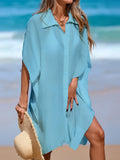 4 Colors Short Sleeve Long Shirt Top Blouse Tunic Beach Dress Beach Wear Beachwear Beach Cover Up Cover-upsFemale Women V7538