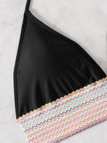 ZTVitality Sexy Patchwork 2 Piece Bikini Set Women's 2024 New Arrival Padded Bra Halter Backless Swimsuit Women Swimwear Summer