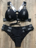 2026 Sexy Letter Print Bra Cup Bikini Women Swimsuit Female Swimwear Two Pieces Bikini Set Push Up Bathing Suit Swim Beach Wear