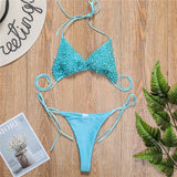 Sexy Micro Bikini Women Solid Black White Pearl Designer Swimsuit 2026 Luxury Beach Push Up Bathing Suit Thong Swimwear Biquini