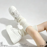 New Arrival Gothic Black Rivets Platform Creepers Shoes White Chain Decor Goth Creepers Chunky Lace Up Lolita Casual Shoes