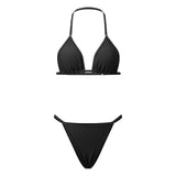 2026 New Women 2 Piece Bikini Set Halter Bra Tops and Thongs Swimsuits Casual Sexy Bathing Suits for Beach Pool