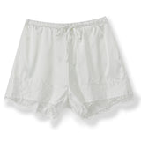 Summer Women's Casual Solid Satin Shorts Loose Fit Stylish Lace Trim Mid Rise Drawstring Shorts Lace Trim Lounge Bottoms