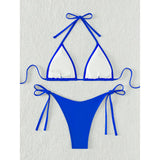 7 Colors Brazilian Halter Bikini Female Swimsuit Women Swimwear Two-Pieces Bikini Set Padded Bather Bathing Suit Swim V3536A