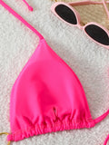 Triangle Halter String Thong Bikinis 2026 Women Sexy Swimsuit Solid Heart Swimwear Female Bathers Bathing Swimming Swim Suit