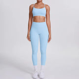 Women's Seamless Yoga Set Cross Back Sports Bra & High Waist Booty Lifting Yoga Leggings Gym Running Fitness Workout Outfit