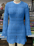 S - XL Long Sleeve Hollow Out Crochet Knitted Tunic Beach Cover Up Cover-ups Beach Dress Beach Wear Beachwear Female Women K5542
