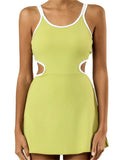 Tennis Dress Women Sleeveless Push Up Padded Sport Dresses Training Running Fitness Hollow Out Backless Slim Badminton Suit