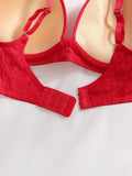 Women's sexy embroidered lace lingerie set with steel rims adjustable shoulder straps comfortable bra set J2527