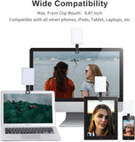 LED Portable Clip-on Selfie Light; Video Conference Lighting, 3 Lighting Modes, Suitable for iPhone Camera Laptop