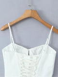 Foridol Lace Up Mini Summer Dress Sundress Women Spaghetti Strap Sexy Short White Beach Vestidos Fishbone Party Club Dress 2025