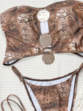 DEKA Women Leopard Print Bandeau Bikinis Sets Holiday Strapless Swimwear Sexy Swimsuit Bathing Suit Bikini Mujer Biquinis Summer