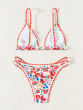 ZTVitality Sexy Floral Print Whip Stitch Bikini Set 2025 New Arrival Padded Bra Push Up Swimsuit Women's Swimwear Summer Biquini