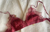 MOYISU French Style Sexy Embroidered Lace Bra Set - No Underwire Triangle Cup Small Breasts Underwear for Big Breasts Women
