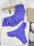 Bikini 2026 Sexy Swimwear Swimsuit Women Big Ruffle Single Shoulder Bikinis Set Bathing Suit Beach Bikini Female Push Up Tankini