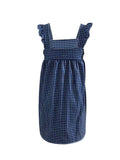 Summer Mini Plaid Print A line Dress for Women Sleeveless Ruffle Trim Square Neck Loose Fitting Cami Dress With Pocket
