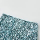 Summer Women Party Evening Sequins Outfits Backless Halter Low Cut Vest and Pencil Skirt Sets Y2K Aesthetic Clothes