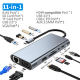 4K 30Hz USB C Docking Station Type C to HDMI-compatible VGA RJ45 Adapter USB 3.0 HUB Splitter For Laptop Macbook Air M1 iPad Pro