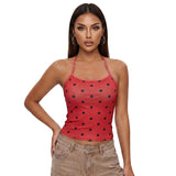 Women's Summer Halter Neck Tops Fashion Sleeveless Dota Print Slim Fit Cami Tops
