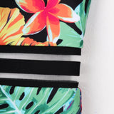 S - XL Floral Leaves Print Underwired Bra Cup Women Swimwear One Piece Swimsuit Female Monokini Bandeau Bathing Suit Swim Lady