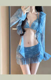 Bikini Swimsuit Women's Four Piece Set Sexy Slimming Pure Desire Long Sleeved Sun Protection Swimming