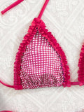 Sexy Pink Plaid Micro Bikini 2026 Women Lace Trim Push Up Bra Triangle Swimsuit Brazilian Summer Bathing Suit Holiday Swimwear