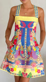 Fashion Color Bohemian Style Print Dress Women Summer New A-line Sleeveless Short Dresses Vacation Commuting Clothing Vestidos