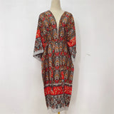 Printed Long Sleeve Crochet Knitted Cardigan Tunic Beach Cover Up Cover-ups Beach Dress Beach Wear Beachwear Female Women K7203