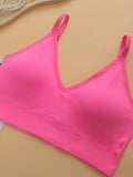 Ladies' Pink Underwire Triangle Cup Bra Seamless Underwear Triangle Underwear Set Z415