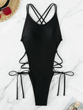 2025 Sexy Criss Cross Backless Female Swimwear One Piece Swimsuit Women Monokini High Leg Cut Bather Bathing Suit Swim Beachwear