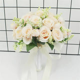 White Rose Wedding Bouquet – Handmade Silk Bridal Flowers