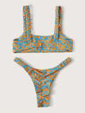 Sexy Micro Bikini Women Orange Leopard Print Push Up Padded Thong Swimsuit Female Cut Out Bathing Suit Swimwear Biquini
