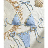New Splicing Halter Strappy Brazilian Bikini Women Swimwear Female Swimsuit Two-Pieces Bikini Set Bather Bathing Suit Swim V6024