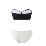 Sexy 3D Flowers Bandeau With Skirt Bikini Female Swimsuit Women Swimwear Three-Pieces Bikini Set Bather Bathing Suit Swim V5706