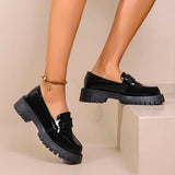 British Style Platform Loafers for Women Plus Size 43 Thick Heel Commute Work Shoes Ladies Comfort Thick Sole Pu Leather Shoes