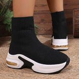 2025 Thick Bottom Knitted Ankle Boots Women Comfort Breathable Platform Sock Shoes Woman Plus Size Wedges Short Booties Mujer