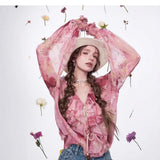 Ladies French ruffled chiffon shirt spring new temperament top