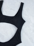 Sexy Hollow Out Thong Bikini 2026 Women Black Red Ribbed Backless Tummy Cut Out One Piece Swimsuit Beach Bathing Suit Swimwear