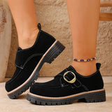 Fashion Buckle Women's Platform Loafers Plus Size 43 Thick Bottom Office Work Shoes Women Non Slip Flock Single Shoes Woman