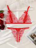 Women Floral Underwear Set, Bra And Thong Sets, Women Clothing, Valentine's Day Gift
