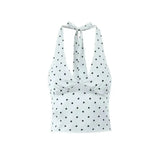 2026 Women Vintage Black White Polka Dot A-line Knee Length Skirt Sexy Low Waist Holiday Summer Skirts Slim Mini Skirts J7L2