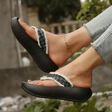 Fashion Design Wedge Heel Flip Flops Women Comfortable Clip Toe Platform Slippers Woman 2026 Printed Thick Bottom Sandals Female