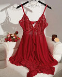 Summer Soft Sheer Nighty Pajamas Nightgowns Dark Green Halter Dress Women Sleepwear Sexy Nightdress Thong Sets