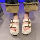 Women's Slippers Solid Color One Line  Thick Soles Anti Slip and Wear-resistant Fashionable Simple Indoor Outdoor Beach Sandals