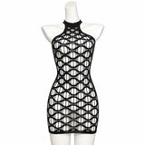 Sexy Cover Up Hollow Out Fishnet Dress without Inside Bikini Sets Summer Holiday Elastic Mini Bodycon Black Dress Free Size