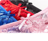 Hot Sexy Mesh Hollow Female Lingerie Transparent Crotchless Women Lace Open Crotch Beading Panties Underwear Erotic Costume