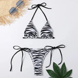 Zebra Striped Print Swimwear String Micro Bikini Thong 2026 Sexy Swimsuit Women Bathing Suit Halter Triangle Bikinis Sets Mujer