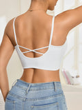 Women's Cropped Tank Top Sleeveless Padded Camisole with Crisscross Adjustable Straps Fashion Korean Style Women's Top